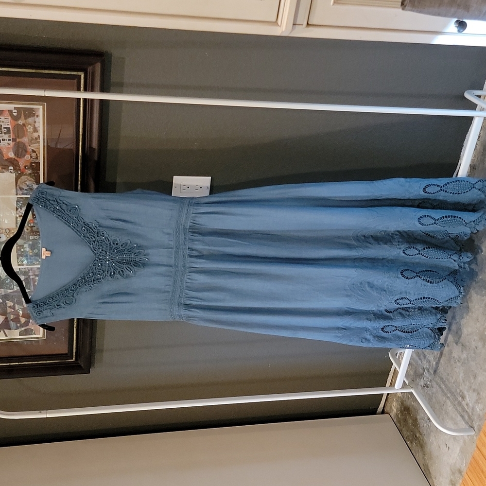 Lace trim dress.